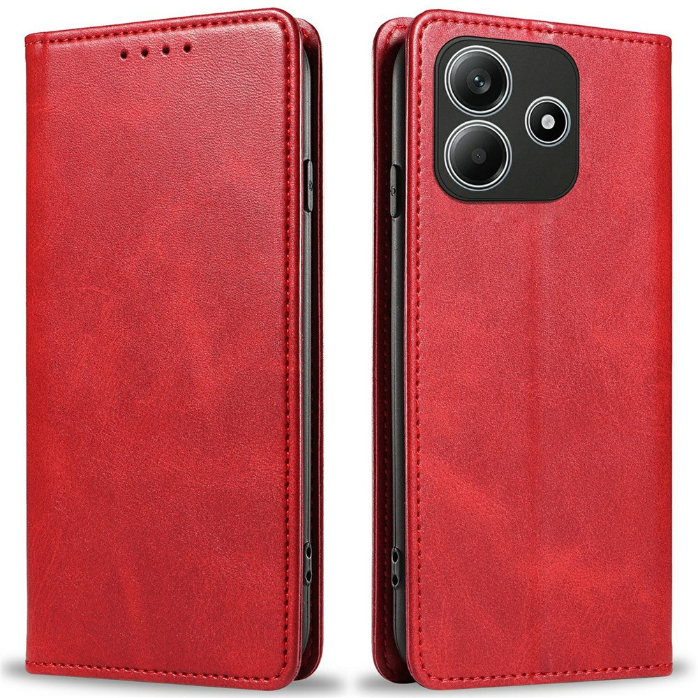 For Xiaomi Redmi Note 14 5G Case Strong Magnetic PU Leather Phone Cover Calf Texture