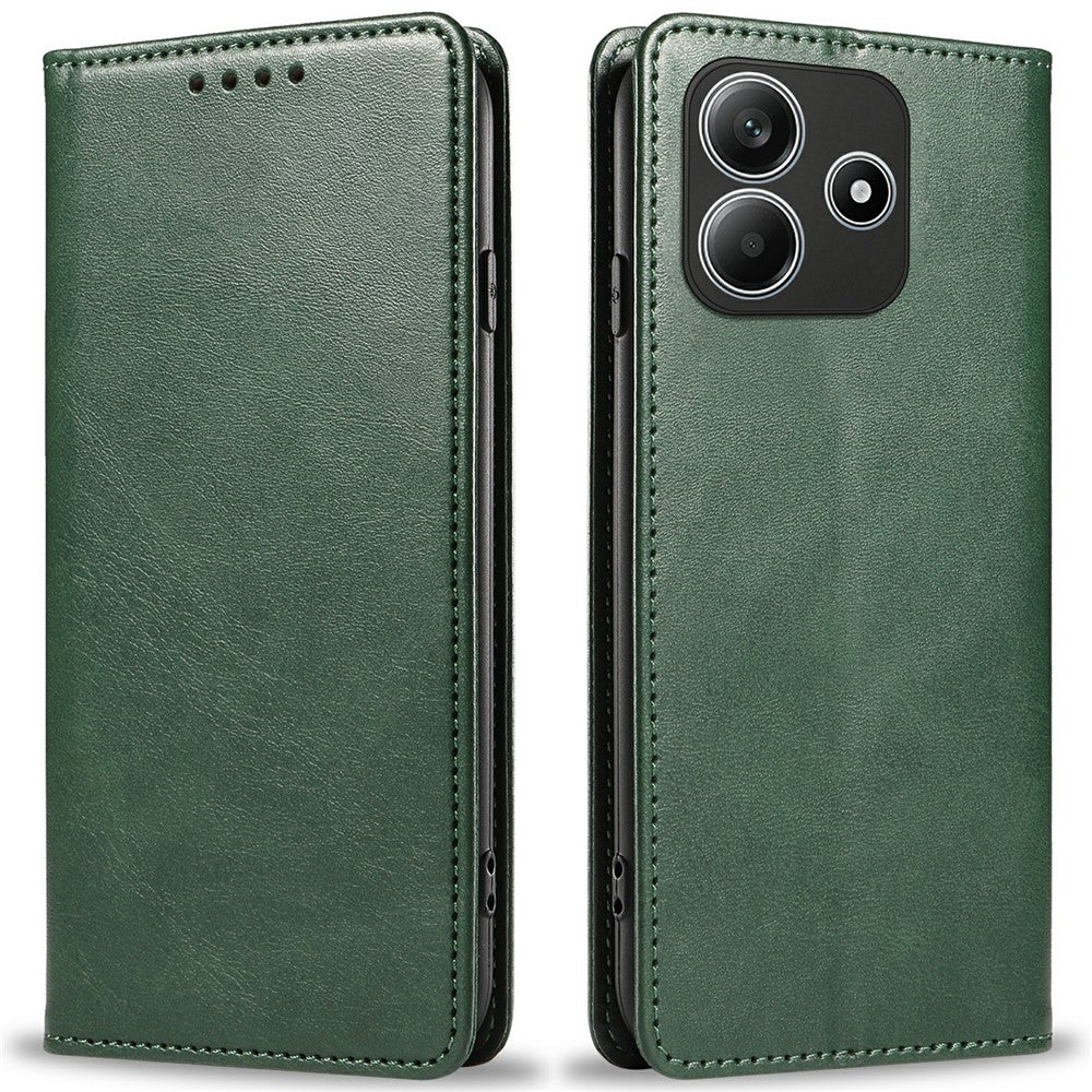 For Xiaomi Redmi Note 14 5G Case Strong Magnetic PU Leather Phone Cover Calf Texture