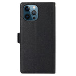 Til iPhone 12 Pro Max 6.7 tommer lynlåslomme-design Litchi-tekstur telefonetui, PU-læder stødsikkert flipcover pung med rem