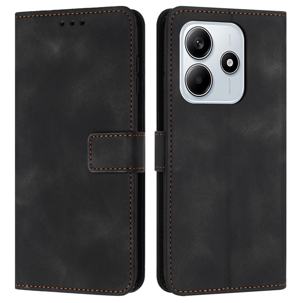 For Xiaomi Redmi Note 14 5G Leather Case Solid Color Wallet Protective Phone Cover