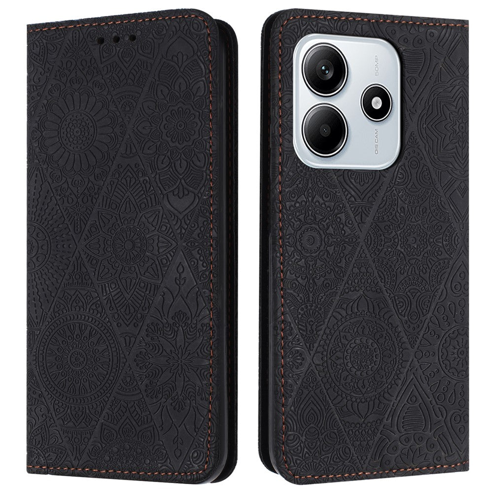 For Xiaomi Redmi Note 14 5G Case Imprinted Flower Wallet Stand Leather Phone Cover