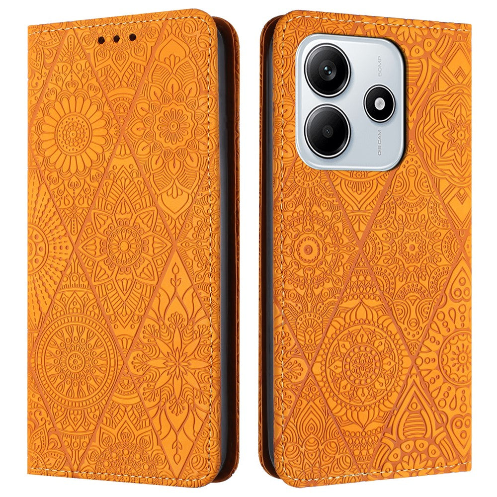 For Xiaomi Redmi Note 14 5G Case Imprinted Flower Wallet Stand Leather Phone Cover