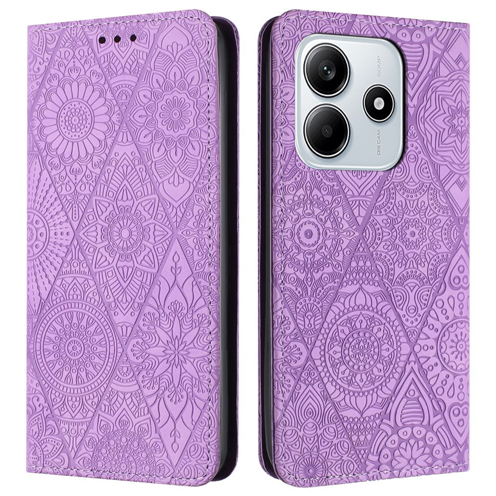 For Xiaomi Redmi Note 14 5G Case Imprinted Flower Wallet Stand Leather Phone Cover