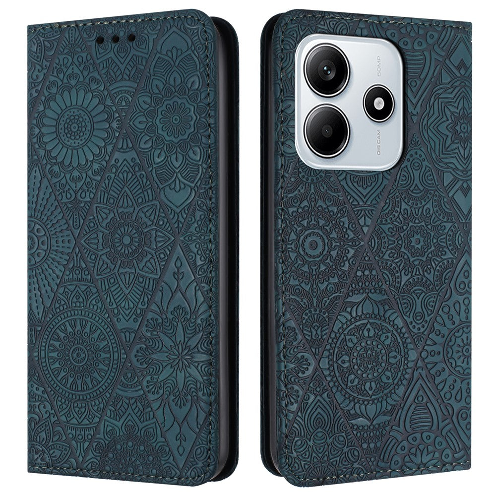 For Xiaomi Redmi Note 14 5G Case Imprinted Flower Wallet Stand Leather Phone Cover