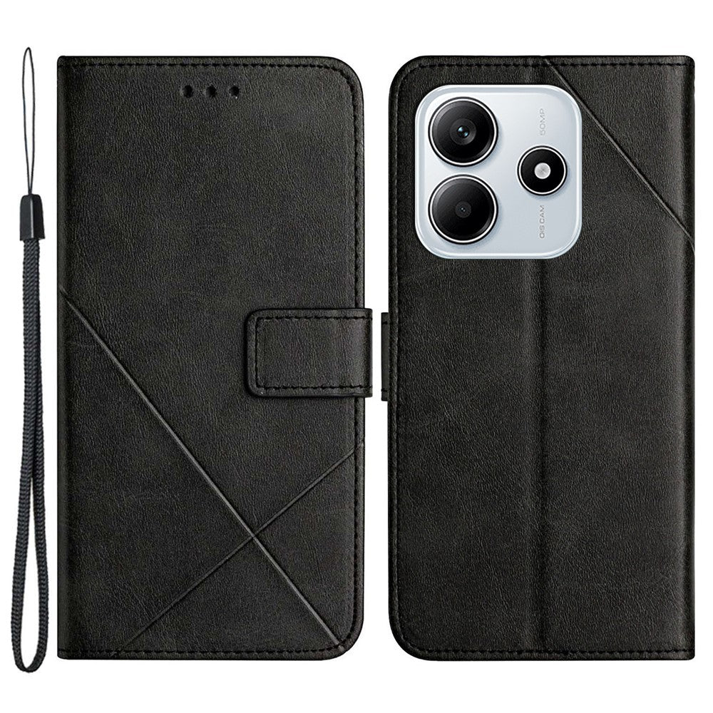 For Xiaomi Redmi Note 14 5G Leather Case Line Pattern Wallet Phone Cover