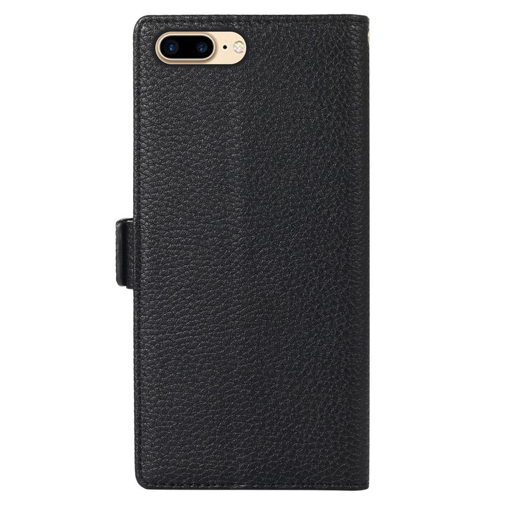 For iPhone 6 Plus / 6s Plus / 7 Plus / 8 Plus 5.5 inch Anti-collision Zipper Pocket Design Litchi Texture Phone Case, PU Leather Flip Cover Wallet with Strap