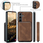 CASEME Til Samsung Galaxy S24 FE Etui JEEHOOD J02 Aftageligt 2-i-1 Læderbelagt TPU Telefoncover med Stander og Lynlåspung