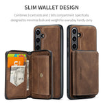 CASEME Til Samsung Galaxy S24 FE Etui JEEHOOD J02 Aftageligt 2-i-1 Læderbelagt TPU Telefoncover med Stander og Lynlåspung
