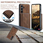 CASEME Til Samsung Galaxy S24 FE Etui JEEHOOD J02 Aftageligt 2-i-1 Læderbelagt TPU Telefoncover med Stander og Lynlåspung