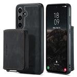 CASEME Til Samsung Galaxy S24 FE Etui JEEHOOD J02 Aftageligt 2-i-1 Læderbelagt TPU Telefoncover med Stander og Lynlåspung