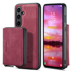 CASEME Til Samsung Galaxy S24 FE Etui JEEHOOD J02 Aftageligt 2-i-1 Læderbelagt TPU Telefoncover med Stander og Lynlåspung