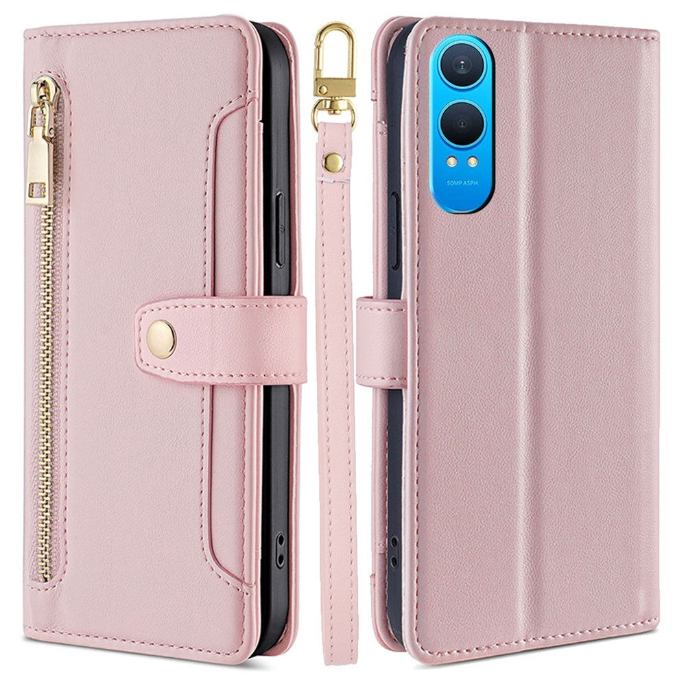 OnePlus Nord CE4 Lite 5G / Oppo K12x 5G (Kina) etui i PU-læder med skulderrem og lynlås, pung