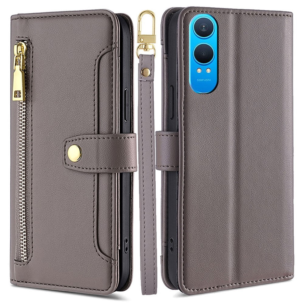 For OnePlus Nord CE4 Lite 5G / Oppo K12x 5G (China) Case PU Leather Crossbody Phone Cover with Zipper Pocket Wallet
