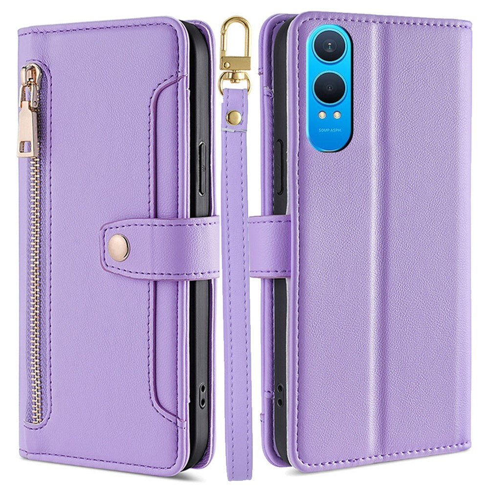For OnePlus Nord CE4 Lite 5G / Oppo K12x 5G (China) Case PU Leather Crossbody Phone Cover with Zipper Pocket Wallet