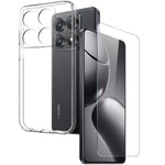 NORTHJO For Xiaomi 14T Pro Clear Case Soft TPU Phone Cover with Tempered Glass Screen Protector