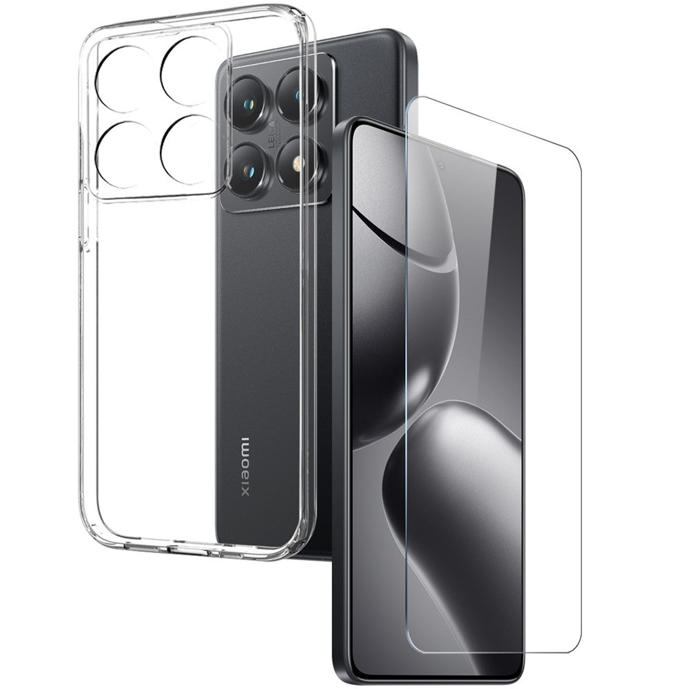 NORTHJO For Xiaomi 14T Pro Clear Case Soft TPU Phone Cover with Tempered Glass Screen Protector