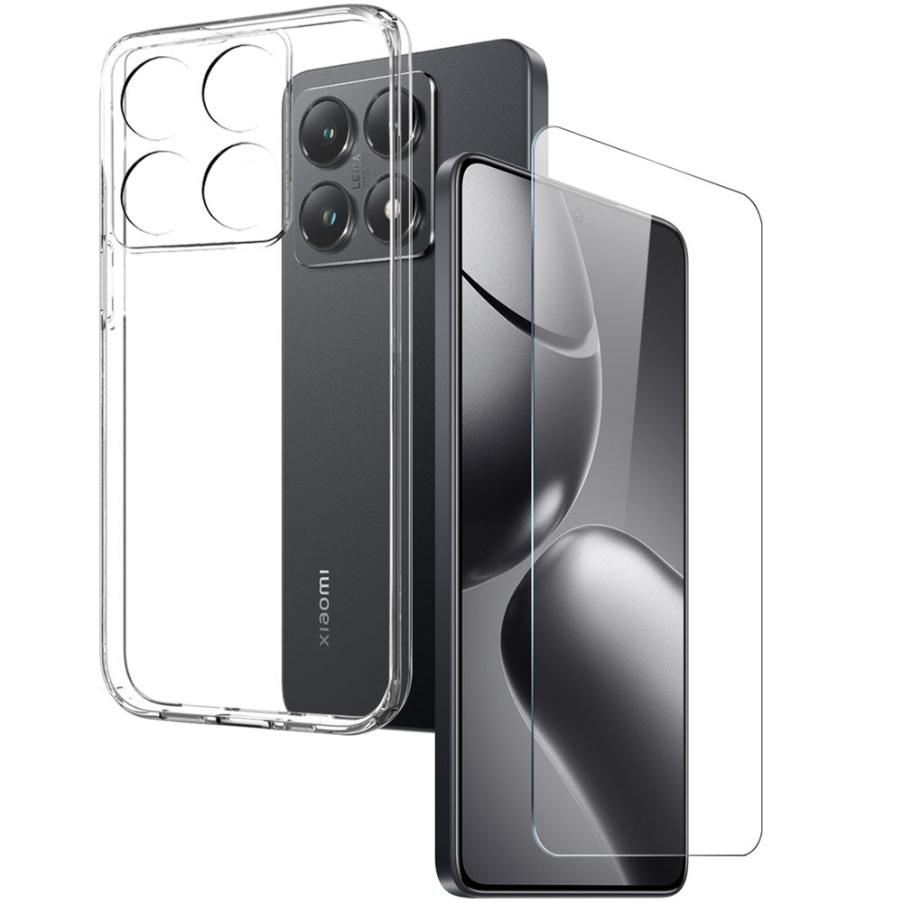 NORTHJO För Xiaomi 14T Genomskinligt Skal Mjukt TPU mobilskydd med Härdat Glas Skärmskydd