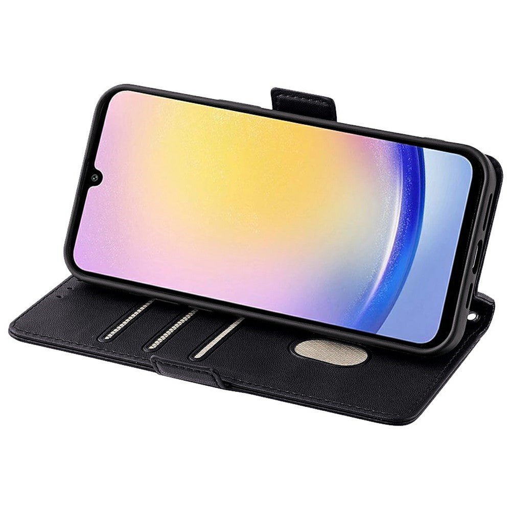 Samsung Galaxy A15 5G Läderplånboksfodral RFID-blockerande stativ med handrem