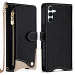 Til Samsung Galaxy A15 5G lædercover pung stativ med uregelmæssig hale-stil og kæderem