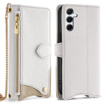 Til Samsung Galaxy A15 5G lædercover pung stativ med uregelmæssig hale-stil og kæderem