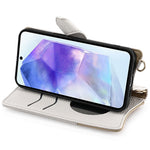 Til Samsung Galaxy A15 5G lædercover pung stativ med uregelmæssig hale-stil og kæderem