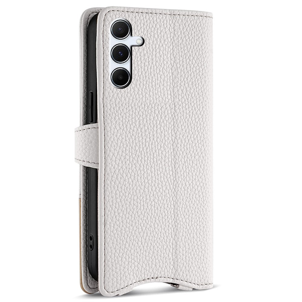 Til Samsung Galaxy A15 5G lædercover pung stativ med uregelmæssig hale-stil og kæderem
