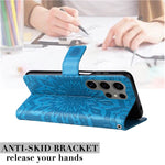 For Samsung Galaxy S25 Ultra Phone Case Sunflower Imprinted Leather Wallet Stand Cover with Strap
