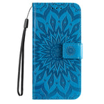 For Samsung Galaxy S25 Ultra Phone Case Sunflower Imprinted Leather Wallet Stand Cover with Strap