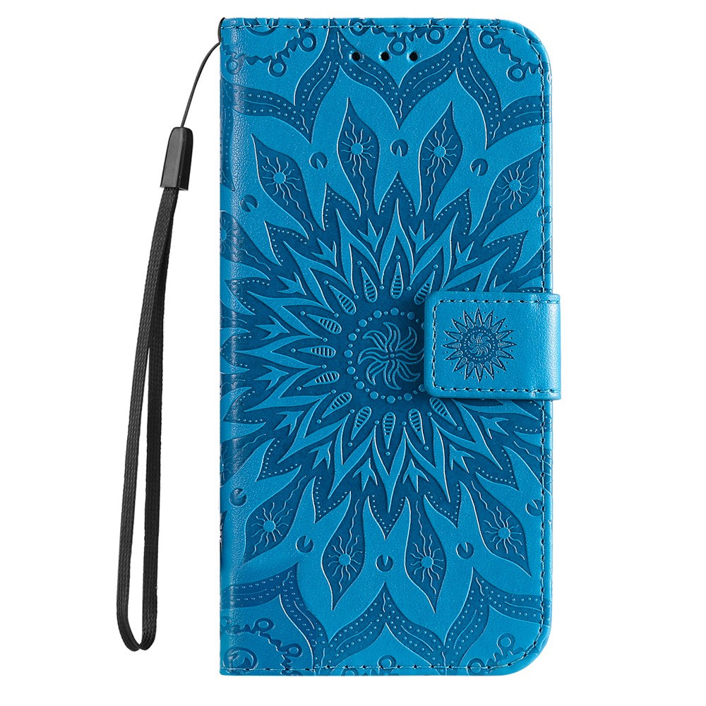 For Samsung Galaxy S25 Ultra Phone Case Sunflower Imprinted Leather Wallet Stand Cover with Strap