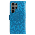 For Samsung Galaxy S25 Ultra Phone Case Sunflower Imprinted Leather Wallet Stand Cover with Strap