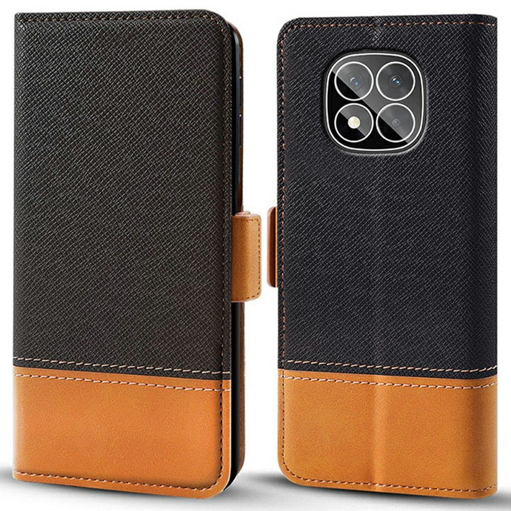 For Xiaomi Redmi Note 14 Pro 5G / Poco X7 5G Case Color Splicing PU Leather Wallet Phone Cover