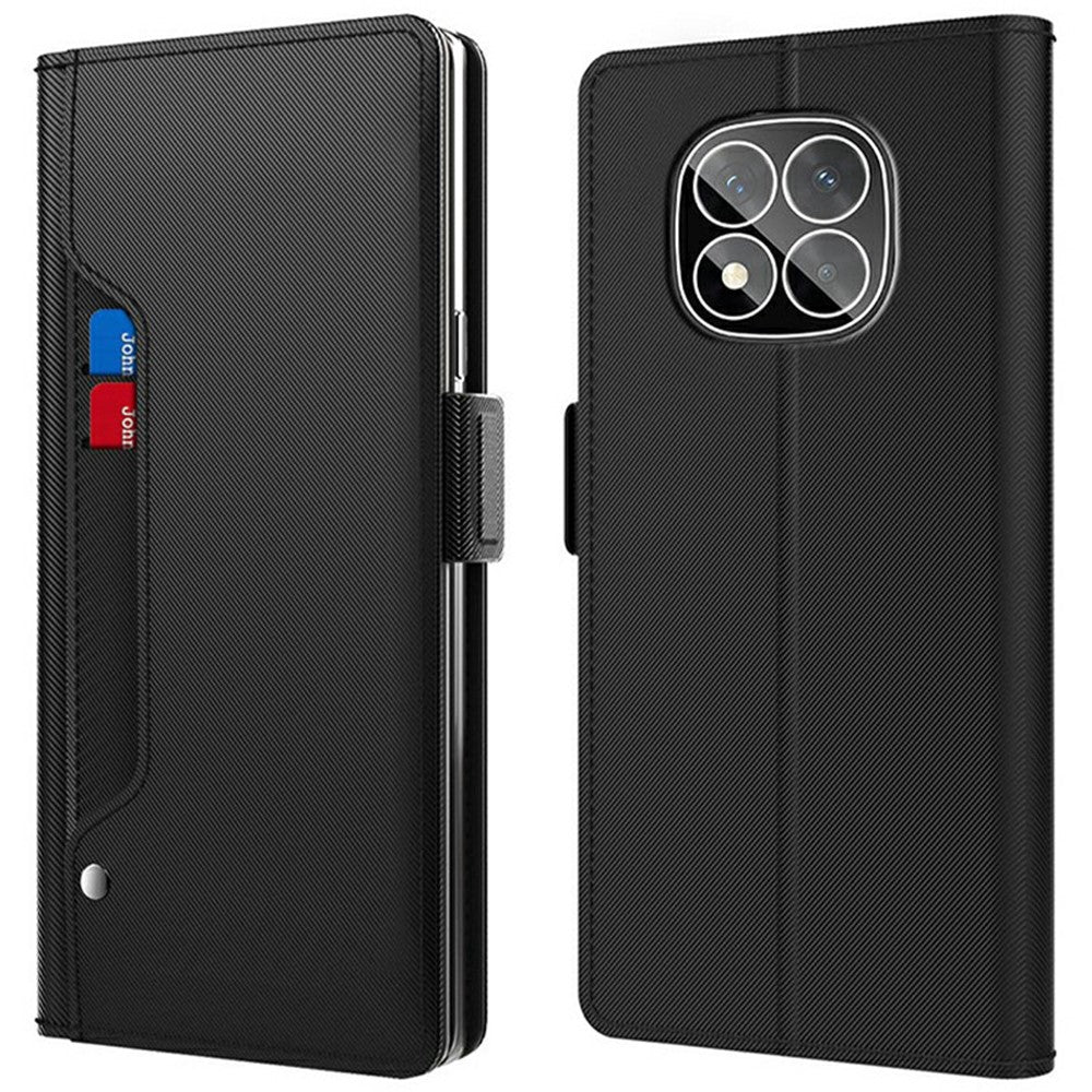 For Xiaomi Redmi Note 14 Pro 5G / Poco X7 5G Case Stand PU Leather Phone Cover Card Holder Mirror