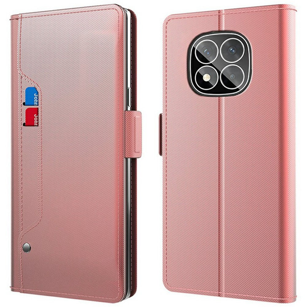 For Xiaomi Redmi Note 14 Pro 5G / Poco X7 5G Case Stand PU Leather Phone Cover Card Holder Mirror