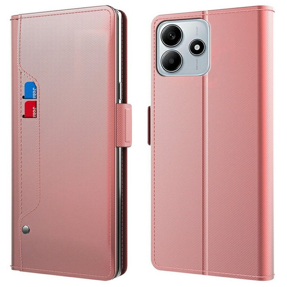 For Xiaomi Redmi Note 14 5G Case Stand PU Leather Phone Cover Card Holder Mirror