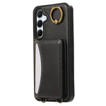 For Samsung Galaxy A55 5G PU Leather Back Case Card Holder Kickstand Phone Cover with Wrist Strap