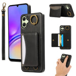 Samsung Galaxy A05 4G PU-läderfodral med korthållare, stativ och handledsrem