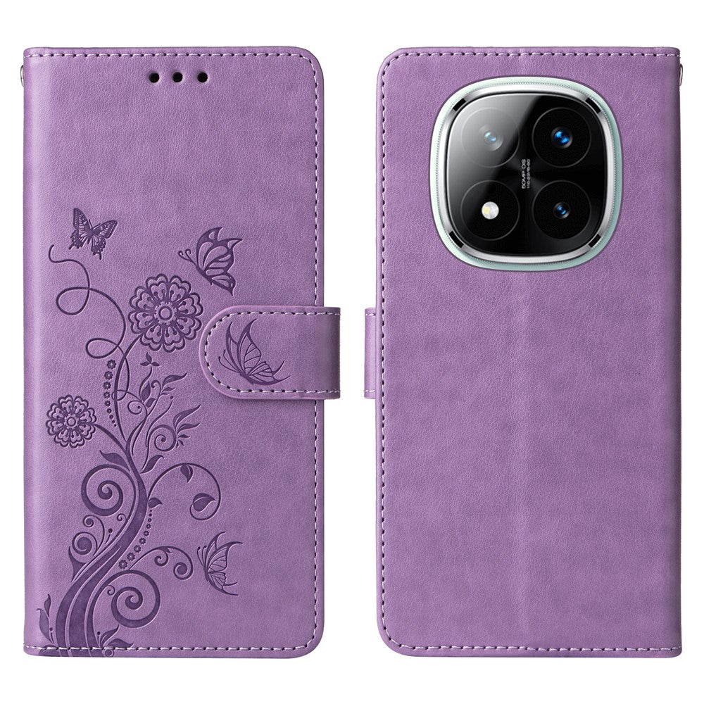 For Xiaomi Redmi Note 14 Pro+ 5G / Note 14 Pro 5G / Poco X7 5G Leather Case Butterfly Floral Imprint Wallet Stand Cover