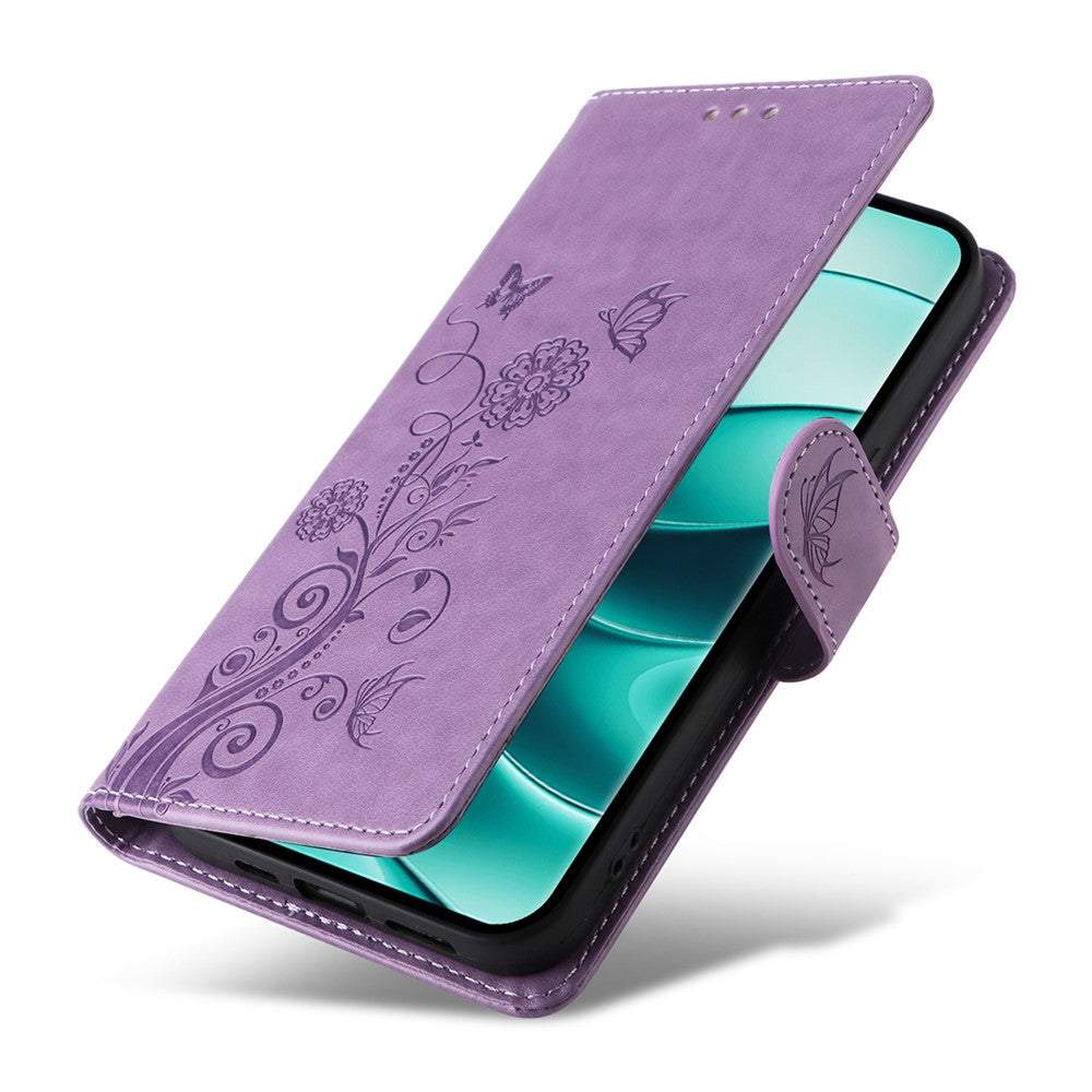 For Xiaomi Redmi Note 14 Pro+ 5G / Note 14 Pro 5G / Poco X7 5G Leather Case Butterfly Floral Imprint Wallet Stand Cover