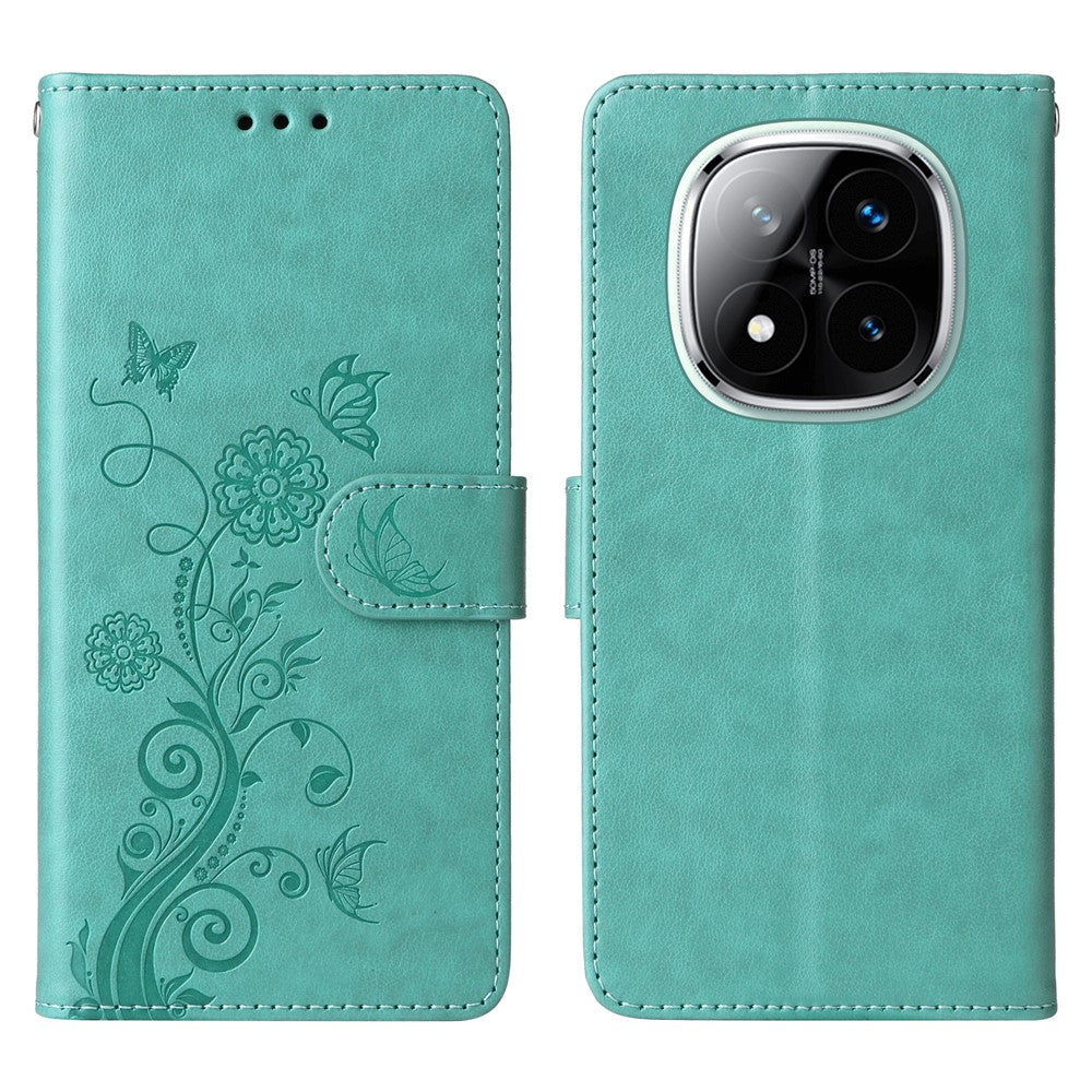For Xiaomi Redmi Note 14 Pro+ 5G / Note 14 Pro 5G / Poco X7 5G Leather Case Butterfly Floral Imprint Wallet Stand Cover