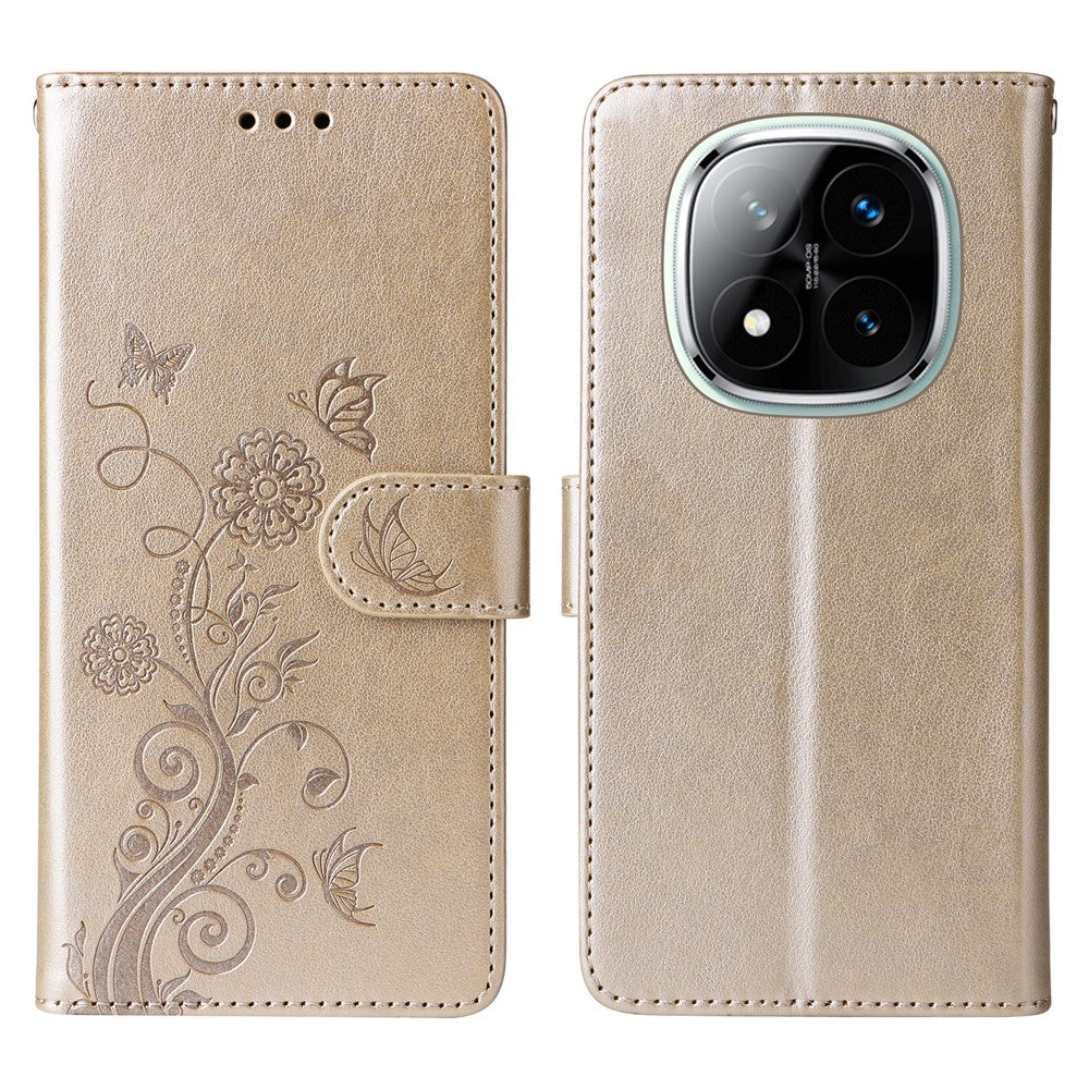 For Xiaomi Redmi Note 14 Pro+ 5G / Note 14 Pro 5G / Poco X7 5G Leather Case Butterfly Floral Imprint Wallet Stand Cover