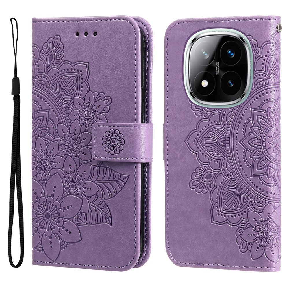 For Xiaomi Redmi Note 14 Pro+ 5G / Note 14 Pro 5G / Poco X7 5G Case Floral Pattern PU Leather Phone Cover