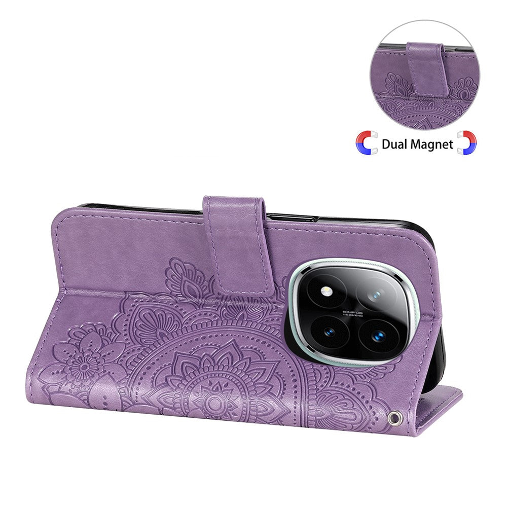 For Xiaomi Redmi Note 14 Pro+ 5G / Note 14 Pro 5G / Poco X7 5G Case Floral Pattern PU Leather Phone Cover