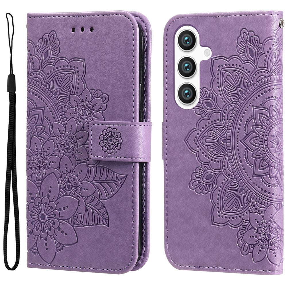 For Samsung Galaxy S25+ Case Floral Pattern PU Leather Wallet Stand Phone Cover
