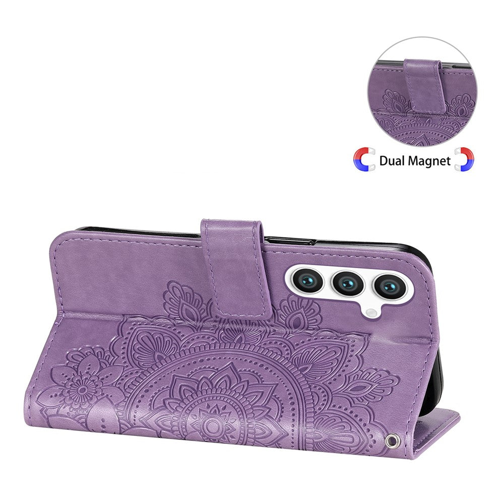 For Samsung Galaxy S25+ Case Floral Pattern PU Leather Wallet Stand Phone Cover