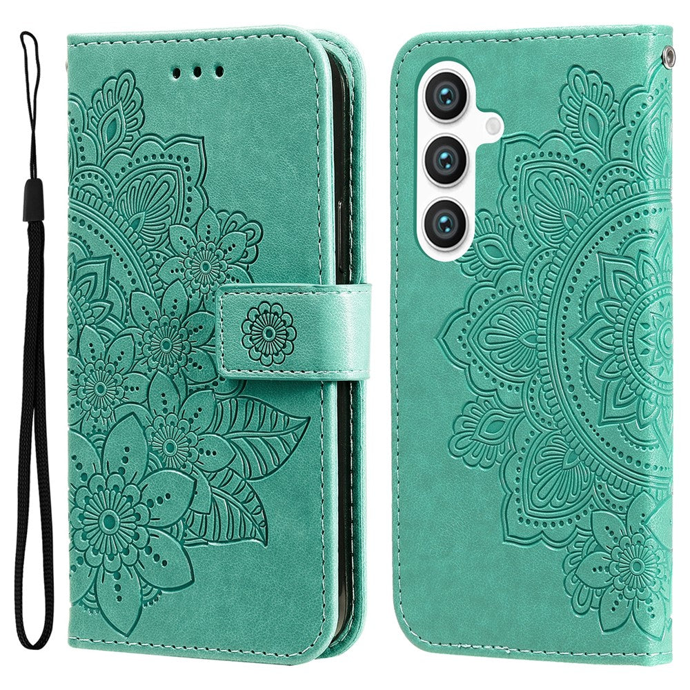 For Samsung Galaxy S25+ Case Floral Pattern PU Leather Wallet Stand Phone Cover