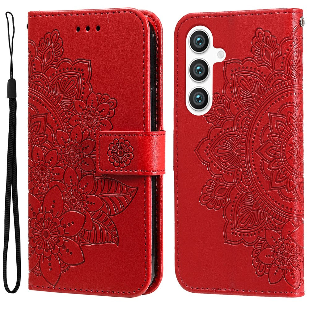 For Samsung Galaxy S25+ Case Floral Pattern PU Leather Wallet Stand Phone Cover