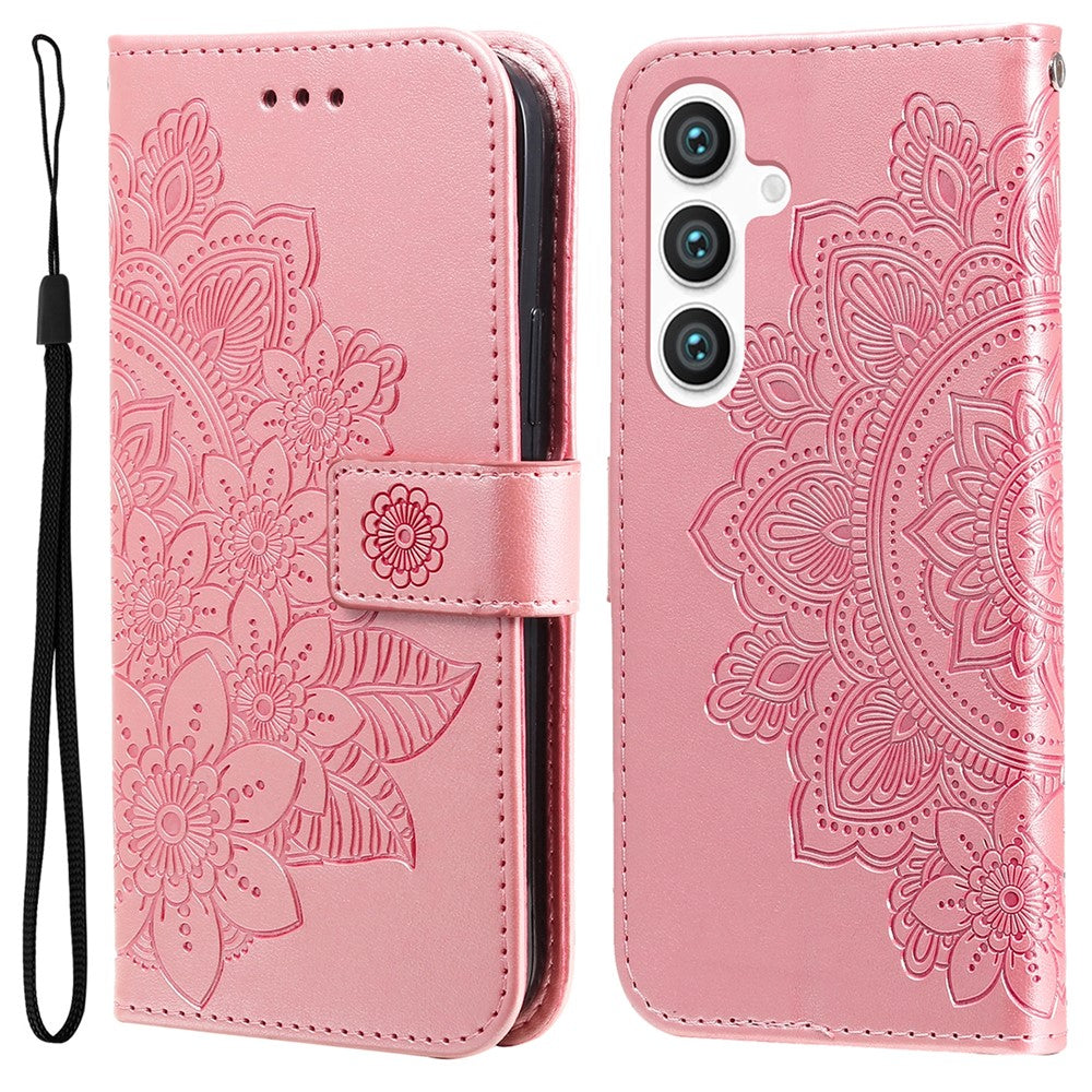 For Samsung Galaxy S25+ Case Floral Pattern PU Leather Wallet Stand Phone Cover