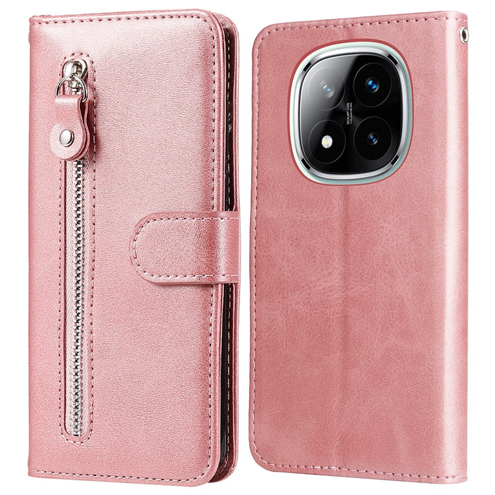 For Xiaomi Redmi Note 14 Pro+ 5G / Note 14 Pro 5G / Poco X7 5G Case Zipper Wallet Calf Texture PU Leather Phone Cover