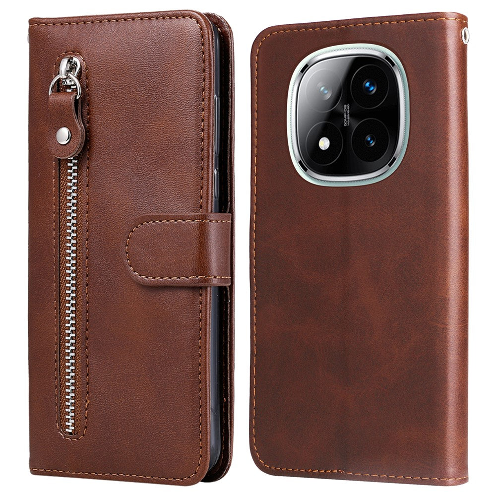 For Xiaomi Redmi Note 14 Pro+ 5G / Note 14 Pro 5G / Poco X7 5G Case Zipper Wallet Calf Texture PU Leather Phone Cover