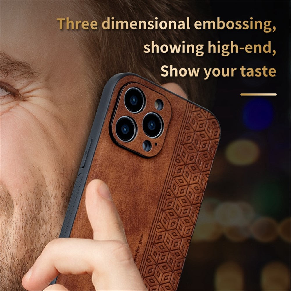 AZNS For iPhone 12 Pro 6.1 inch Anti-scratch PU Leather+TPU Phone Cover Imprinted Pattern Cell Phone Case